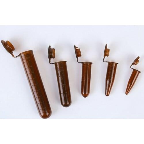 300pcs 5ml Brown Plastic Centrifugal Test Tube with Snap Cap Round Bottom Sample Vial with scale,School Lab Analysis Equipment