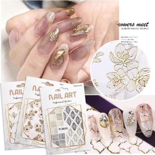 1Sheet Flower Lace 3D Sticker Decal Nail Art Designs Butterfly Manicure Decor Nail Accesoires