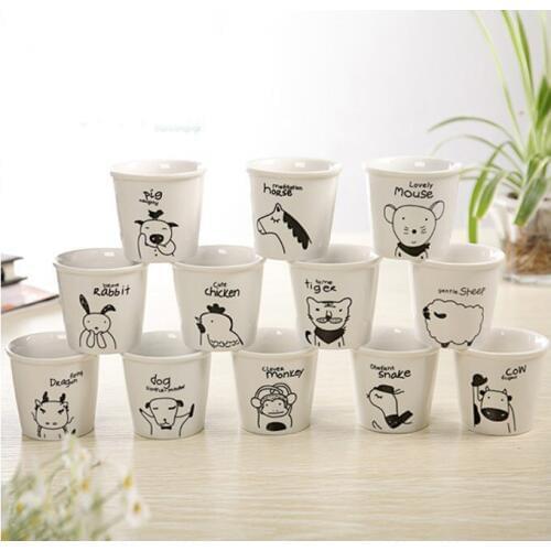 1PC New Pattern Creative Chinese Zodiac MINI Ceramic Mug Cartoon Mug Milk Coffee Mug JL 073