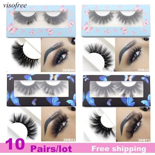10pair Visofree Eyelashes 3D Mink Lashes Fluffy Soft Wispy Volume Natural long Cross False Eyelashes Reusable Eye Lashes In Bulk