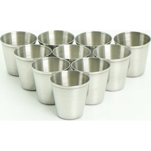 10pcs/set Polished Mini 30ml Silver Stainless Steel Wine Drinking Shot Glass Barware Cup About 30ml