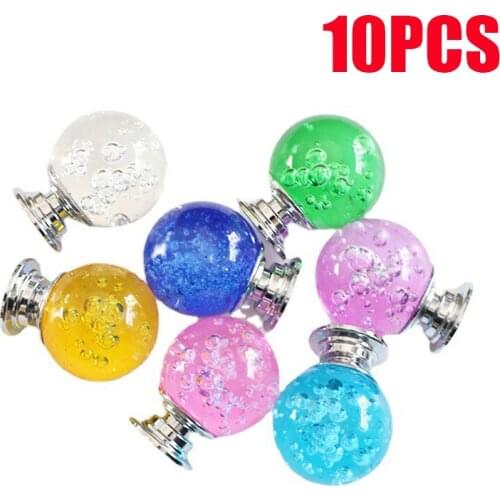 10PCS Round Bubble Ball Handle Round Shape Crystal Glass Knobs Cupboard Drawer Pull Kitchen Cabinet Door Wardrobe Handles