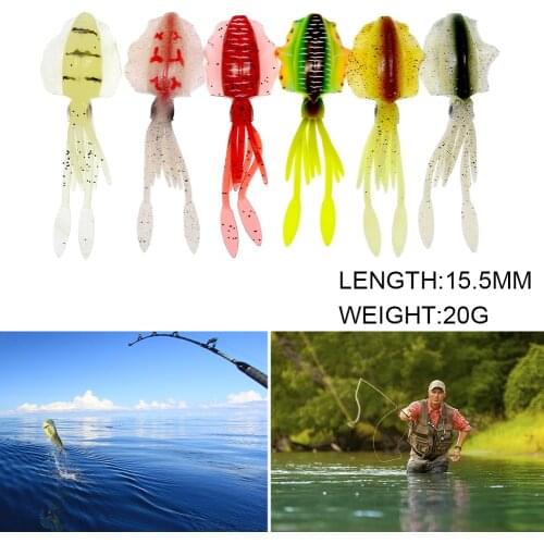 155mm 15g Fishing Lure Bait Squid Saltwater Soft Baits Squid Jig UV Luminous 3D Eyes Fishing Wobble Bait Fishing Accessories