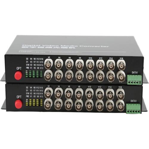 16 CH Video Fiber Optical Media Converters -16 BNC Transmitter Receiver RS485 Data Single mode 20Km For CCTV Surveillance system