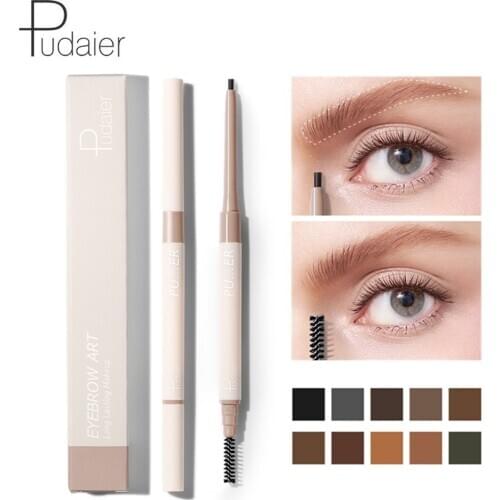 2 IN 1 Long Lasting Eyebrow Pencils 10Color Waterproof Eye Brow Pencil Easy To Wear Natural Black Brown Brows Tint Eyebrow Brush