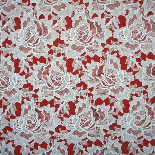 2 Yard/ Lot Embroidery fabric hollow water soluble lace elastic milk silk embroidery full of large flower three-dimensional geo