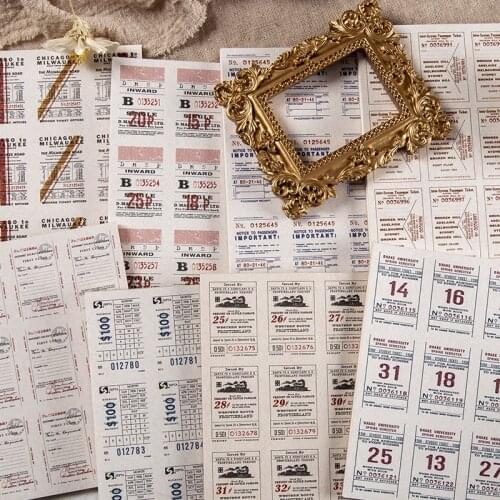 30Pcs Ticket Receipt Collage Mix Material Paper Junk Journal Planner Scrapbooking Vintage Decorative DIY Craft Background Paper