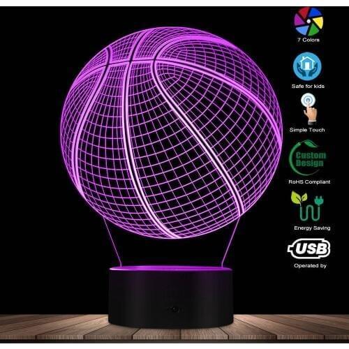 3D Basketball Optical illusion Lighting Art LED Light Lamp Sculpture Night Lights Sports Ball 3D Visual Lamp Gift for Athlete
