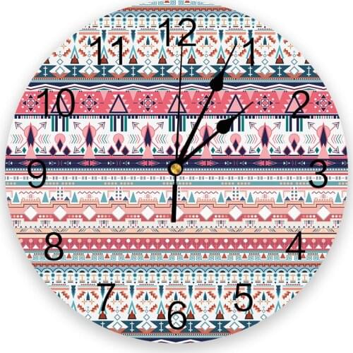 Bohemian Ethnic Pattern 3d Wall Clock Modern Design Farmhouse Decor Kitchen Vintage PVC Round Clock Living Room Decoration