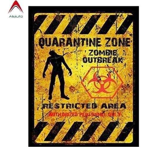 Aliauto Personality Car Sticker Funny Quarantine Zone Zombie Outbreak Reflective Decal Decoration Accessories PVC,11cm*8cm