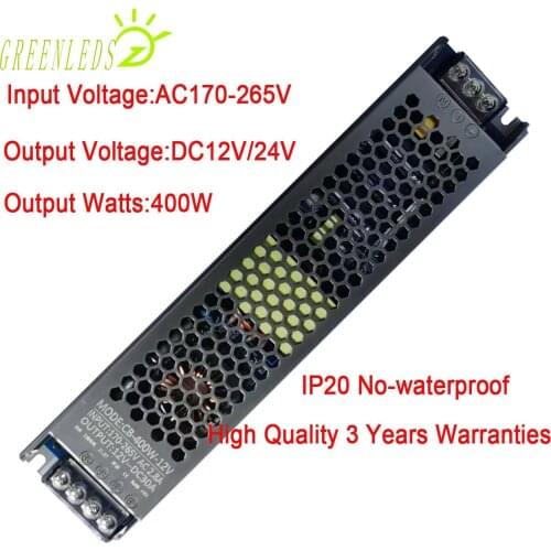 LED Light box power supply 400w Output DC12V or 24V Input Voltage 170-265V Pure Copper Mute with High Qualtiy 3 Years Warranties