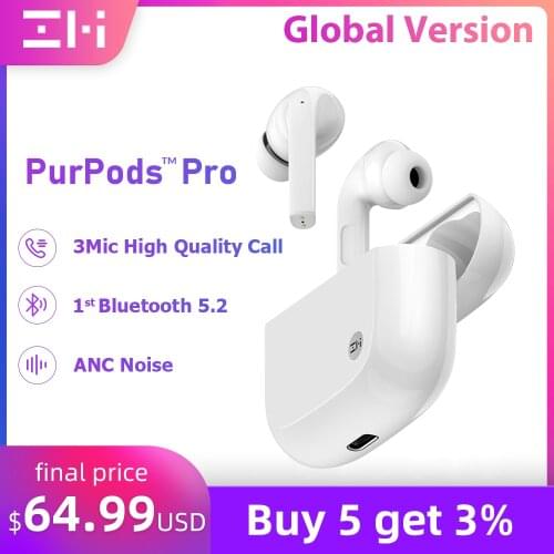 Black Global Version ZMI PurPods Pro Bluetooth Headphones Wireless 5.2 Bluetooth Earphones Waterproof Earbuds Headsets With 3Mic