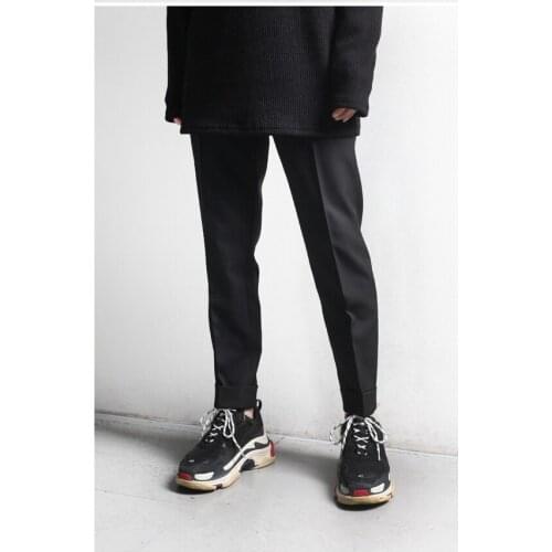 Small leg suit pants mens loose fit Korean slim front pleat trend versatile straight casual pants