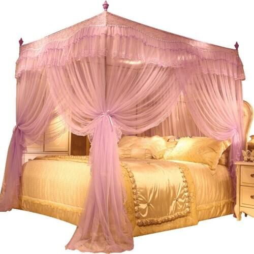 Household 3-door Mosquito Net 1.8m Thick Stainless Steel Bracket Simple Tattoo Curtains Luxury Canopy for Double Bed Home Decor