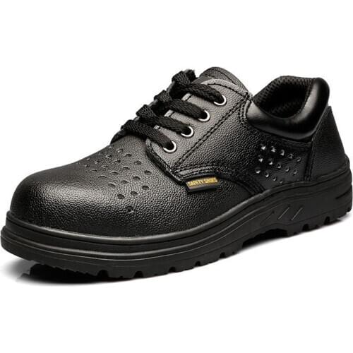 Black Safety Shoes for Men Genuine Leather Steel Toe Work Shoes Men Ankle Safety Boots Work Safty Shoes Military Boots