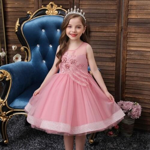 Children Spring Autumn Knitted Mesh Dress Princess Dresses for Baby Girl Dresses Fashion Baby Kids Birthday Party Dress Clothing