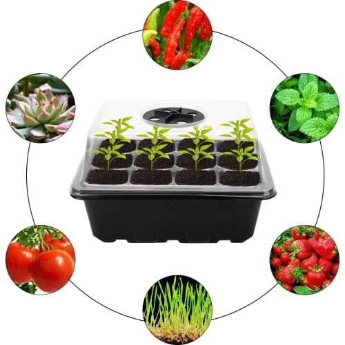 19x11x14 cm Nursery Pots Tray Seedling Tray Sprout Plate With Transparent Lids Box For Gardening 12-Cells Flower Pot Seeds