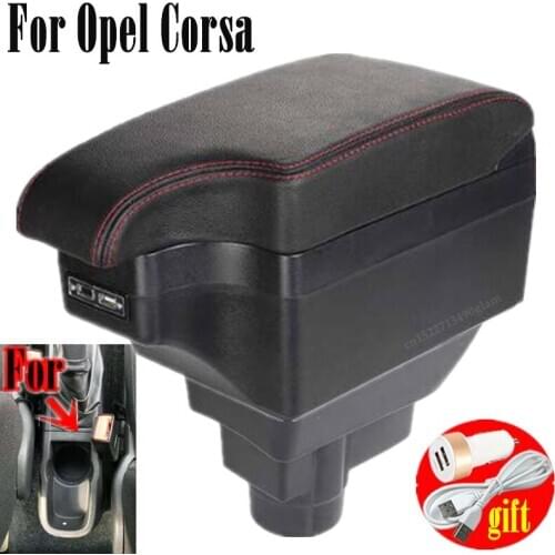 For Opel Corsa Armrest For Opel Corsa D Car armrest box accessories interior storage box Retrofit parts With USB