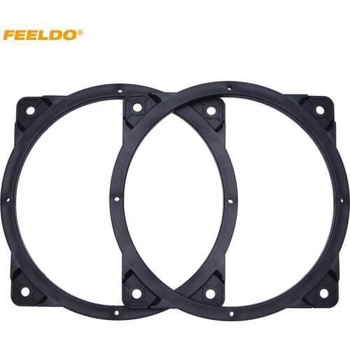 FEELDO Black 1Pair Car Speaker Spacer Adapter Pad Mounts for Hyundai Sonata YF 2012 Audio Horn Refit Rings Mat Solid #HQ5519
