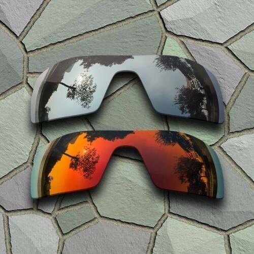 Chrome&Red Orange Sunglasses Polarized Replacement Lenses for Oakley Oil Rig