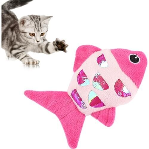 Pet Toy Cute Fish Bite-resistant Plush Cat Chew Toy Pet Teether Cat Crinkle Toy