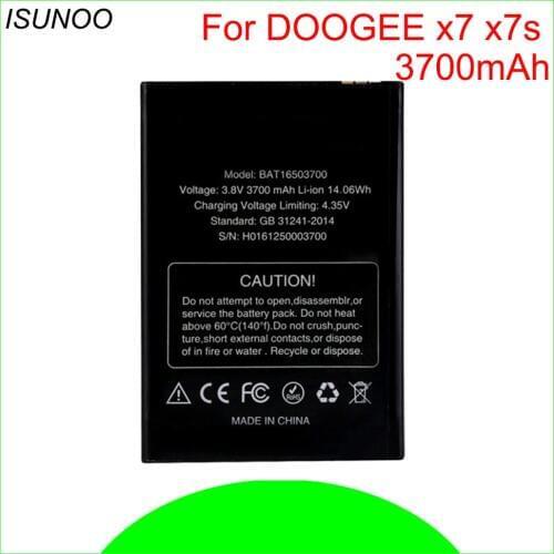 ISUNOO 10pcs/lot Battery For Doogee X7 Pro 3700mAh Polymer Li-ion Batteries For Doogee X7 BAT16503700 Battery