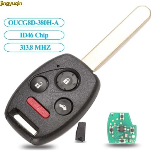 Jingyuqin 10pcs 4 Buttons Remote Car Key 313.8MHZ OUCG8D-380H-A ID46 Chip For Honda Accord 2003 2004 2005 2006 2007