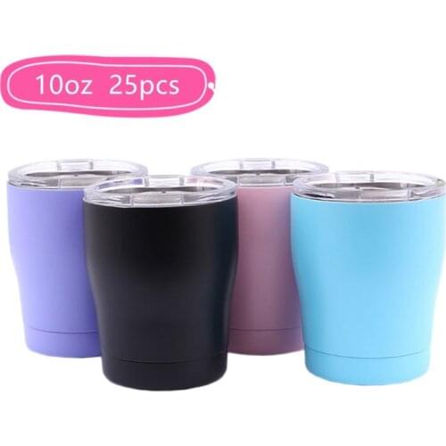 10oz Stainless Steel Coffee Mugs Beer Tumbler with Sublimation Coating and Direct Drinking Lid 4 Colors