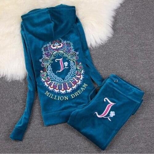 Spring / Fall / 2021 WomenS Brand Velvet Fabric Tracksuits Velour Suit Women Track Suit Hoodies And Pants