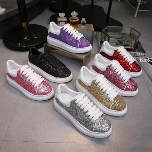 European station leather shoes spring and autumn new fashion sequins platform shoes in brand designer platform sneakers tide P1