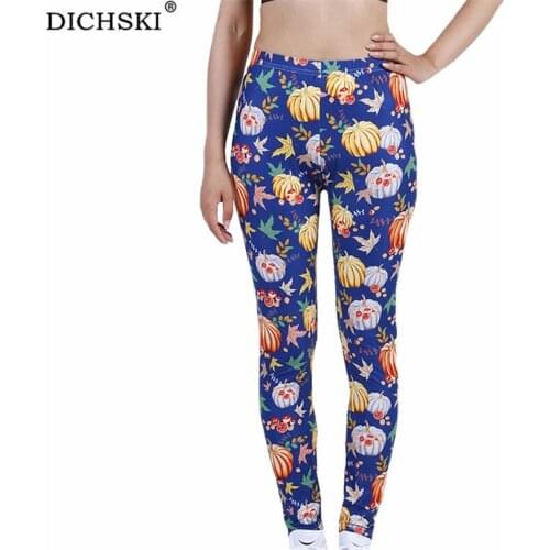 DICHSKI Print Leggings Women Sport Push Up Fitness High Waist Clothing Gym Workout Pants Female Pumpkin Tights Clothing Dropship
