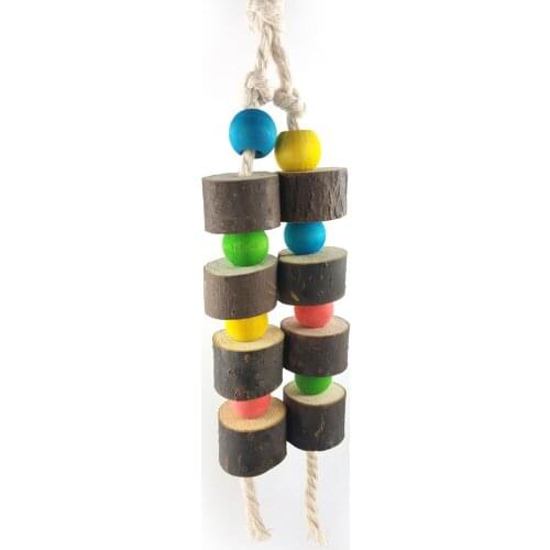 LHXMAS PET TOYS Parrot toys Toy bird Wooden molar string with leather Bite cotton rope toys