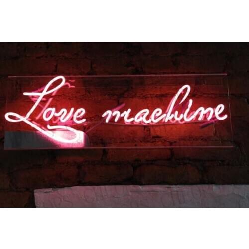 Love Machine Pink Christmas Gift Neon Signs Real Glass Tube Beer Bar Pub Bedroom Wall Homeroom Girlsroom Party Decor 16x5