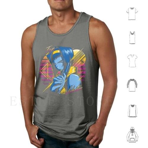 Valentine Tank Tops Vest Anime Sleeve Cowboy Bebop Faye Valentine Retro Future Space Ship Bounty Hunter Shoot Girls Cute