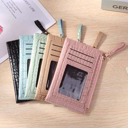 Fashion Women PU Leather Alligator Pattern Card Holder Casual Ladies Contrast Color Wallet Mini Coin Purse Carteira Feminina