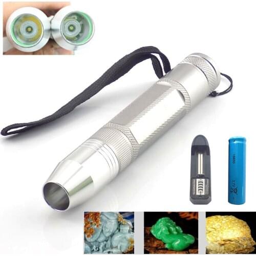 Powerful Jewelry Jade Led Flashlight stone Glare Flash Light Torch Aluminum White Yellow Light Source Detection Identification