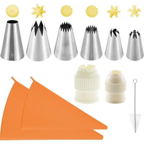 304 Stainless Steel Cake NozzleDecorating Set Piping Tips Cream Nozzles Scraper Silicone Pastry Bag Baking Tools For Cakes