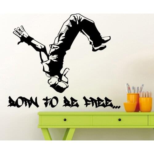 Born To Be Free Parkour Wall Sticker Street Traceur Sport Vinyl Wall Decal Nursery Home Bedroom Decor Waterproof Mural X661