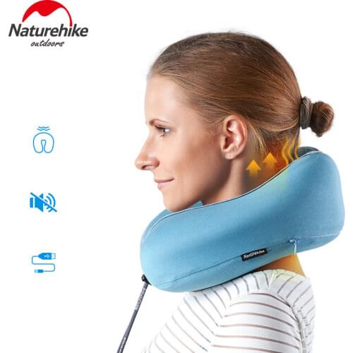 Naturehike Vibrating Massage Pillow U shape Rebound Memory Foam Pillow Neck Shoulder USB Charging Outdoor Travel