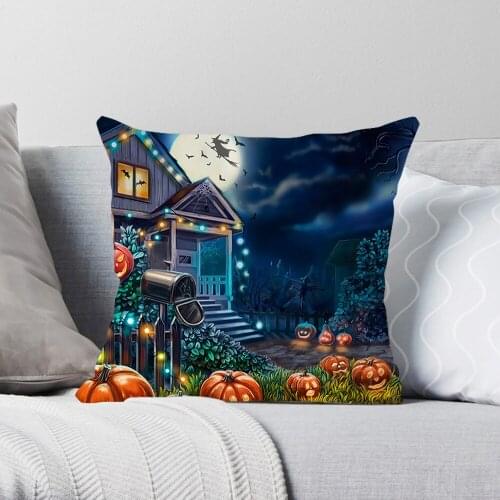 CLOOCL Halloween Theme Pillowcases Castle Moon Dead Tree 3D Printed Polyester Zipper Pillow Cover Festival Party Home Textile