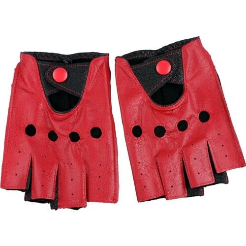 Fitness mens sheepskin Half Finger Gloves riding motorcycle Fingerless comfortable non slip deerskin gloves