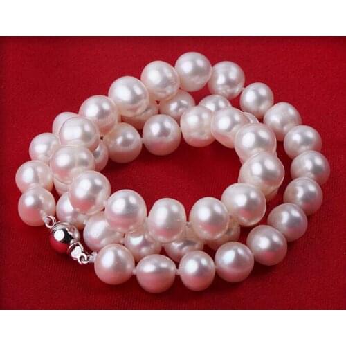 Genuine 9-10mm WHITE south sea AKOYA PEARL NECKLACE 18" AAA