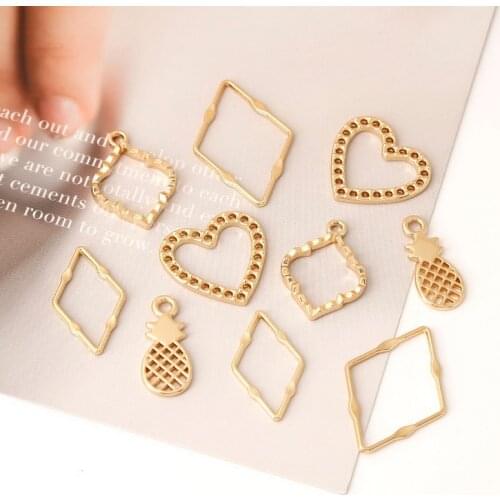 10pcs Metal Charms Heart Pineapple Drip Pendants for DIY Earrings Necklace Jewelry Findings Accessories