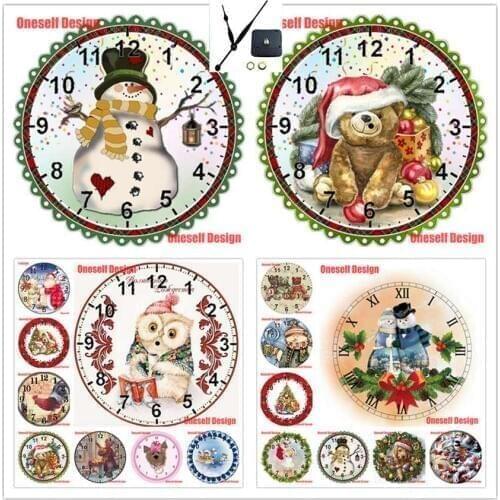 2019 christmas decorations for home Christmas snowman 5d diamond painting with clock Santa Claus 5d diamond painting with clock