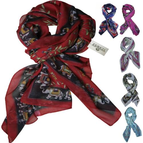 Scarf Women Elephants Scarf Pink White L Blue Red Multicolor ethnic Soft