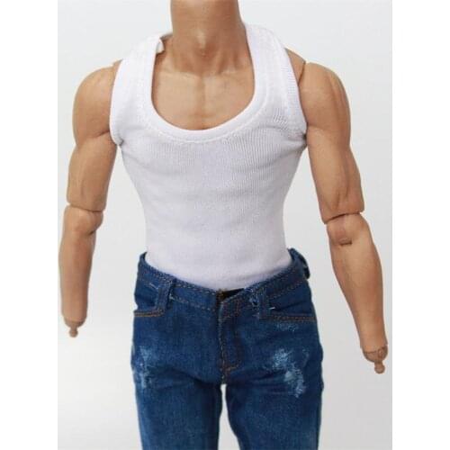 Sj008 Tight Clothes Top Sports Clothing 1/6 Soldier MenS Black And White Slim Vest Suitable For 12-Inch Action Figure Toy