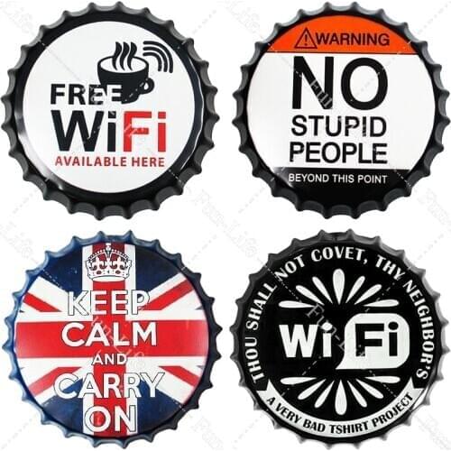 Vintage Beer Bottle Cap Bar Wall Ornament Retro Metal Tin Signs Poster Cafe Wall Decoration