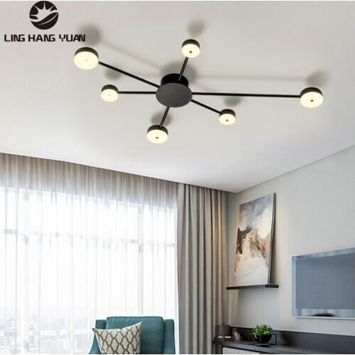 Indoor Lighting Modern Led Ceiling Light Black Acrylic Ceiling Lamp Chandelier Ceiling Mounted Lamp Fixtures Living room Bedroom