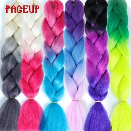Pageup 24 Inches Ombre Braiding Hair Extensions Braid Jumbo Synthetic Hair Faux Locs Expression Braiding Hair