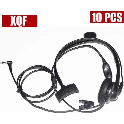 XQF 10PCS Overhead Earpiece Headset Boom Mic Microphone Noise Cancelling for Icom Maxon Yaesu Vertex 2-pin Radio